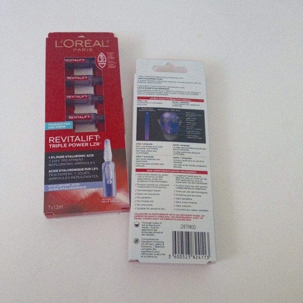 2 Boxes L'Oreal Paris Revitalift Triple Power1.9% Hyaluronic Acid 7Day Treatment